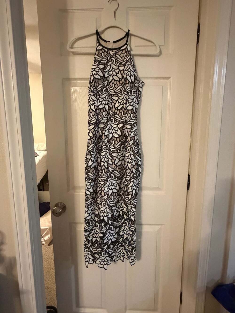 Keepsake True Love Black White Lace Midi Dress